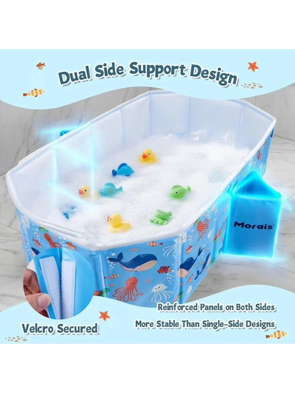 Baby Bathtub Collapsible & Portable, Foldable Toddler Bath Tub for Travel Home